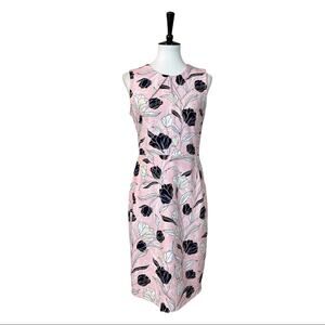 Banana Republic Women's Dress Sleeveless Sheath Size 8 Pink Black White Floral